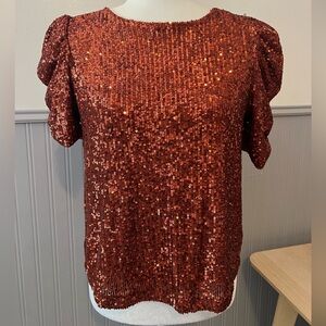 Rachel Zoe Women’s Sequin Puff Sleeve Top / Size: Medium